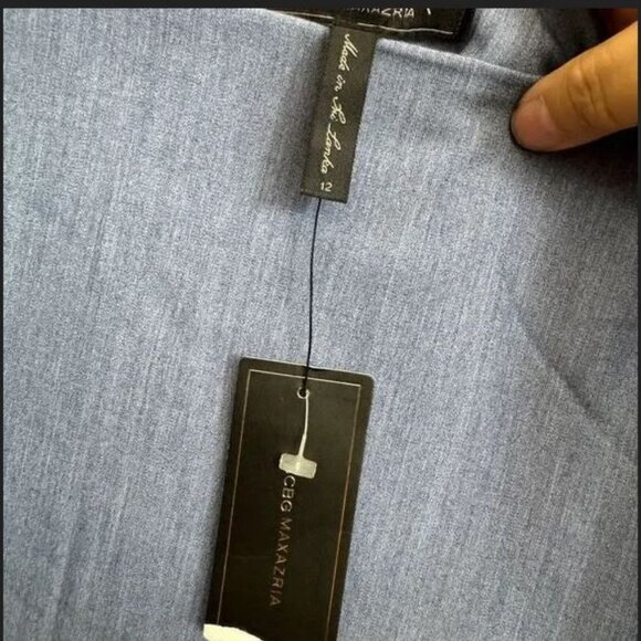 NWT BCBG Maxazria Woven Tiered Front Slit Mini Skirt Dark Chambray Blue - Picture 8 of 16